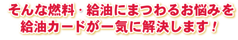 そんな燃料・給油にまつわるお悩みを給油カードが一気に解決します!